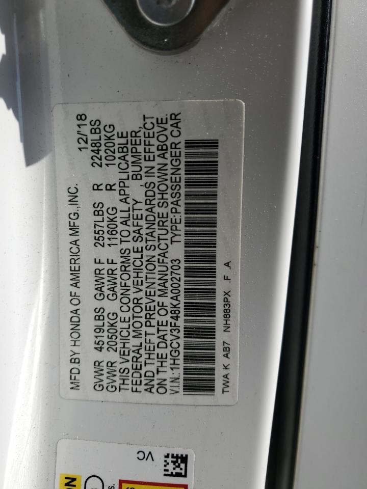 2019 HONDA ACCORD