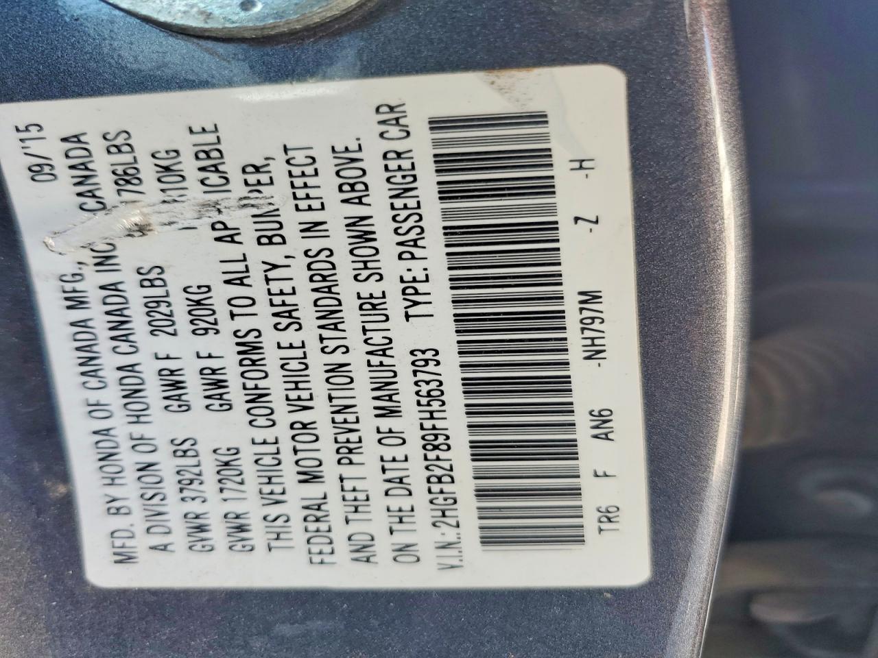 2015 HONDA CIVIC