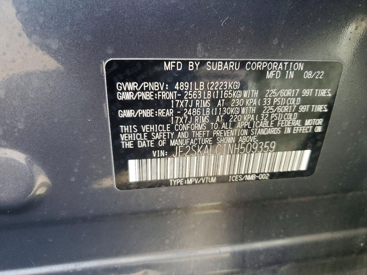 2022 SUBARU FORESTER