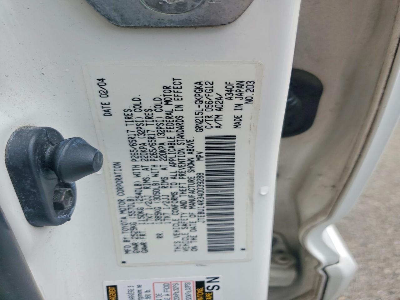 2004 TOYOTA 4RUNNER