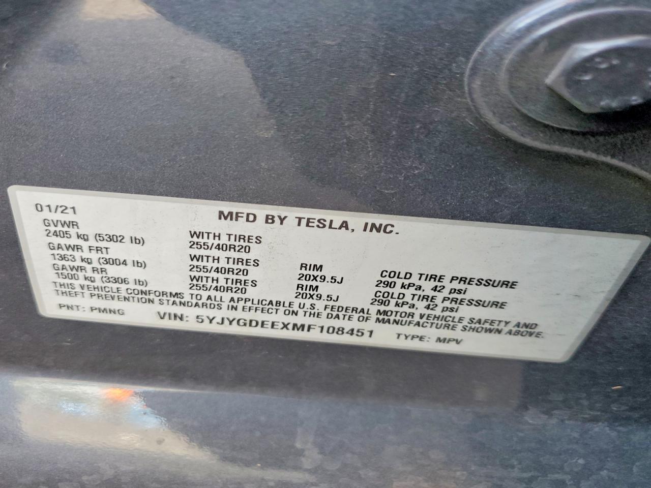 2021 TESLA MODEL Y