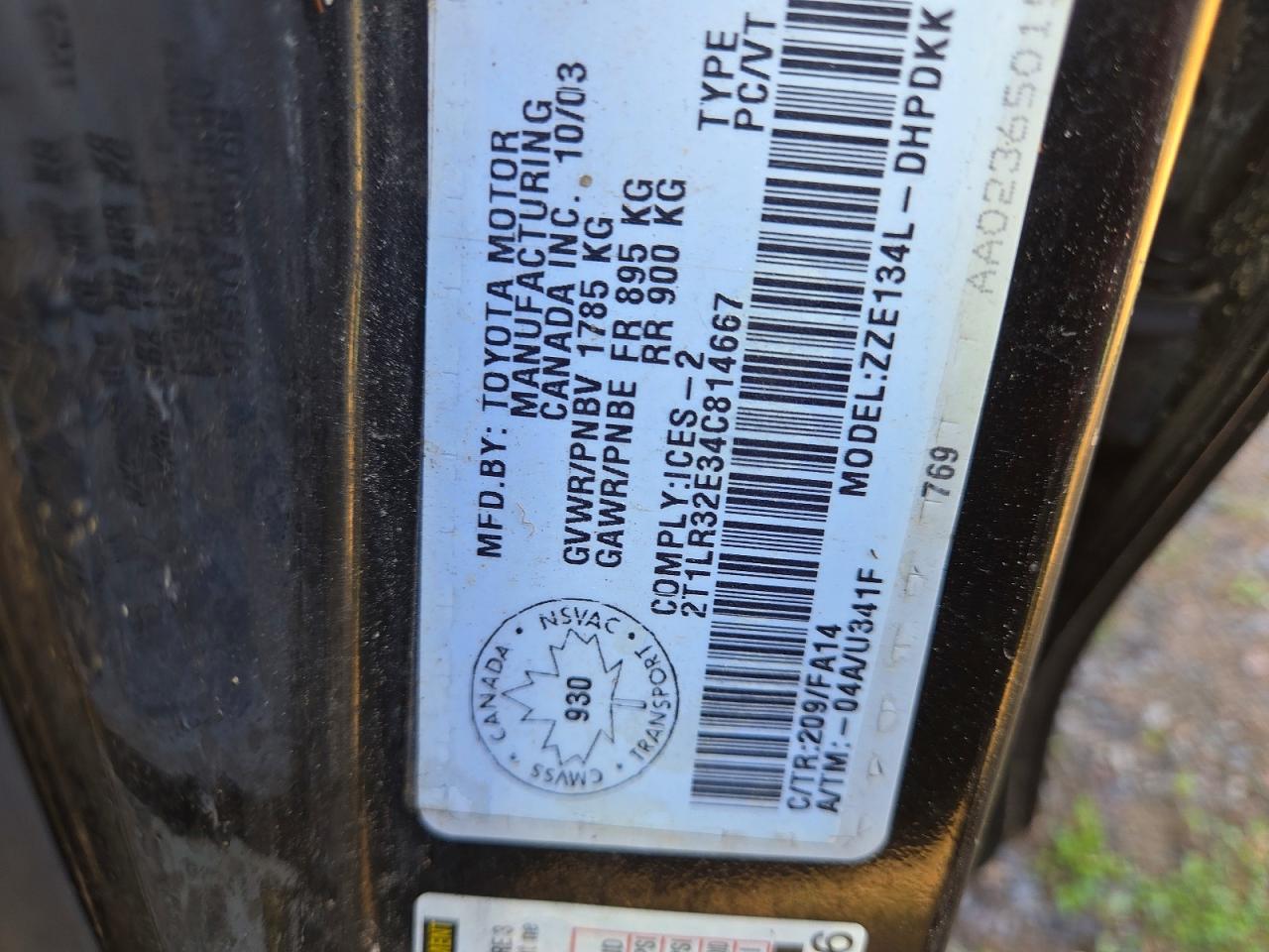 2004 TOYOTA MATRIX