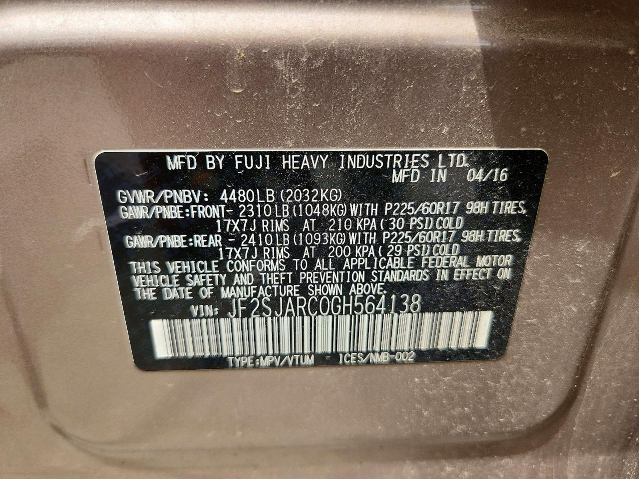 2016 SUBARU FORESTER