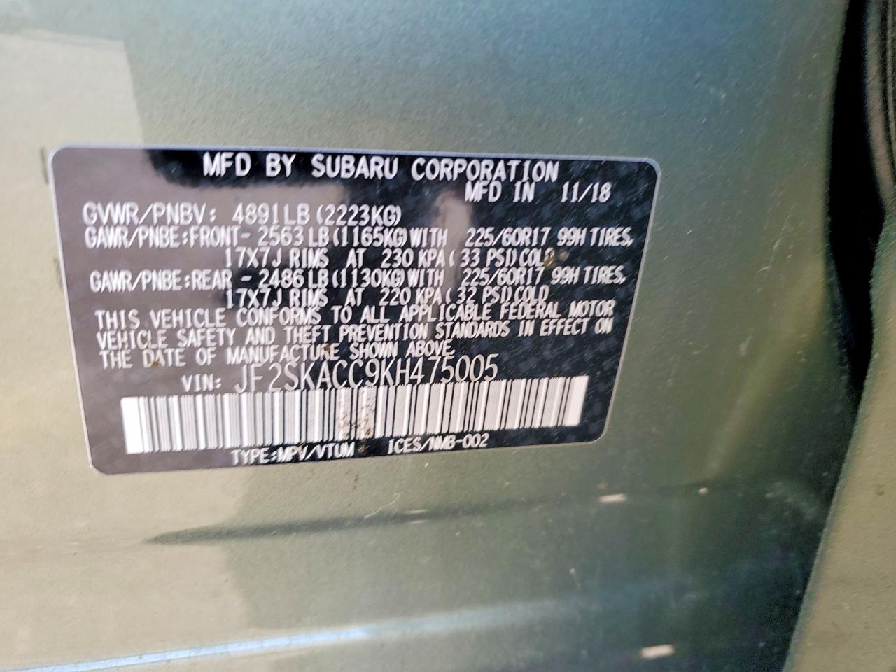 2019 SUBARU FORESTER