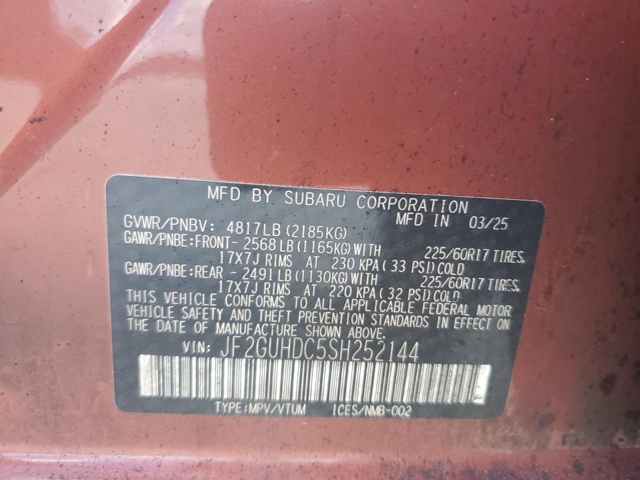 2025 SUBARU CROSSTREK