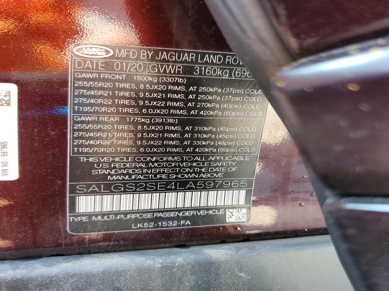 2020 LAND ROVER RANGEROVER