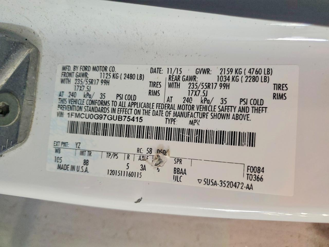 2016 FORD ESCAPE