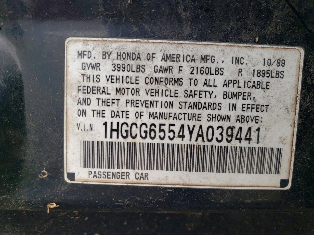 2000 HONDA ACCORD