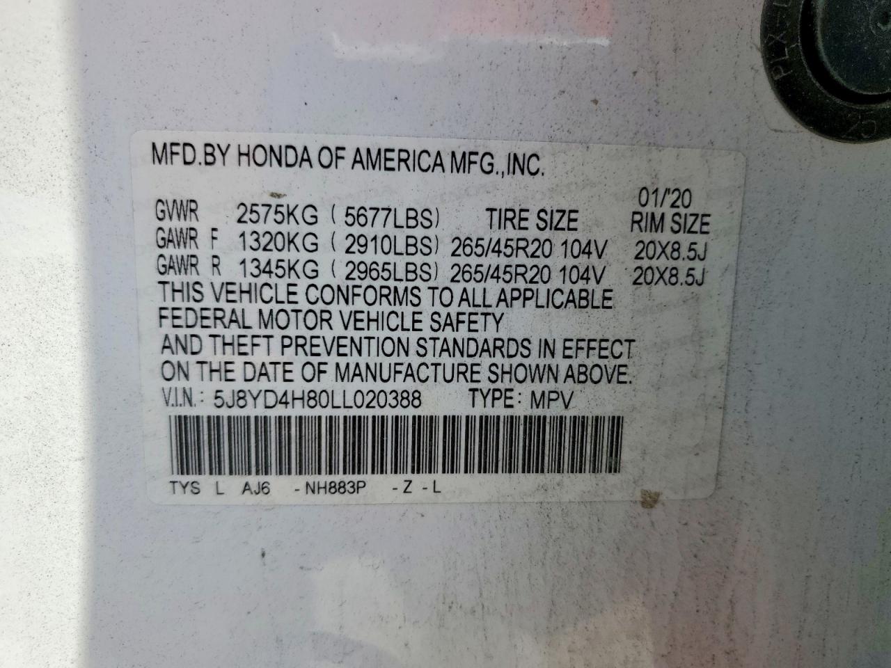 2020 ACURA MDX