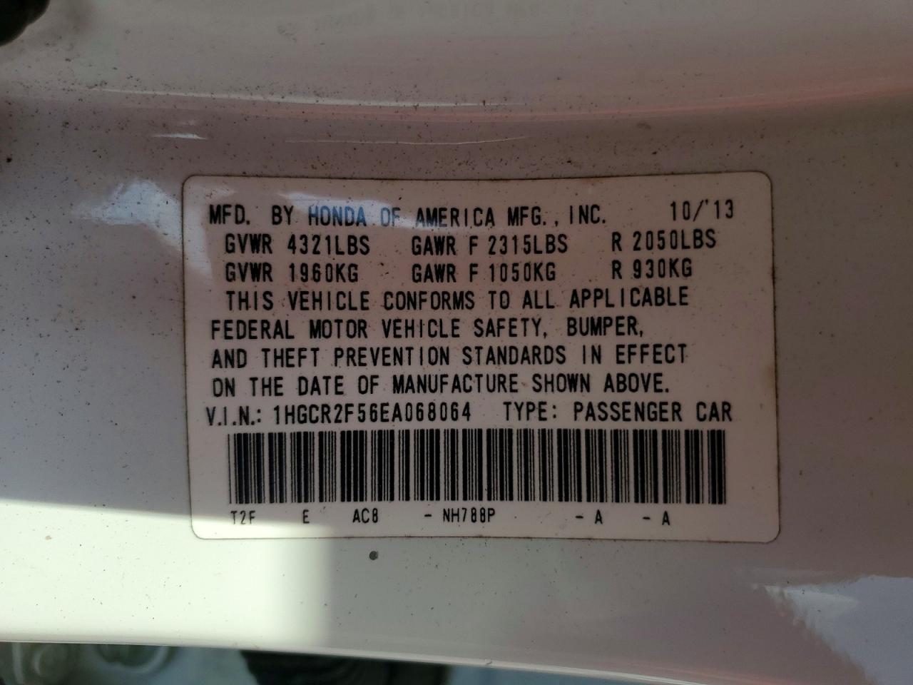 2014 HONDA ACCORD
