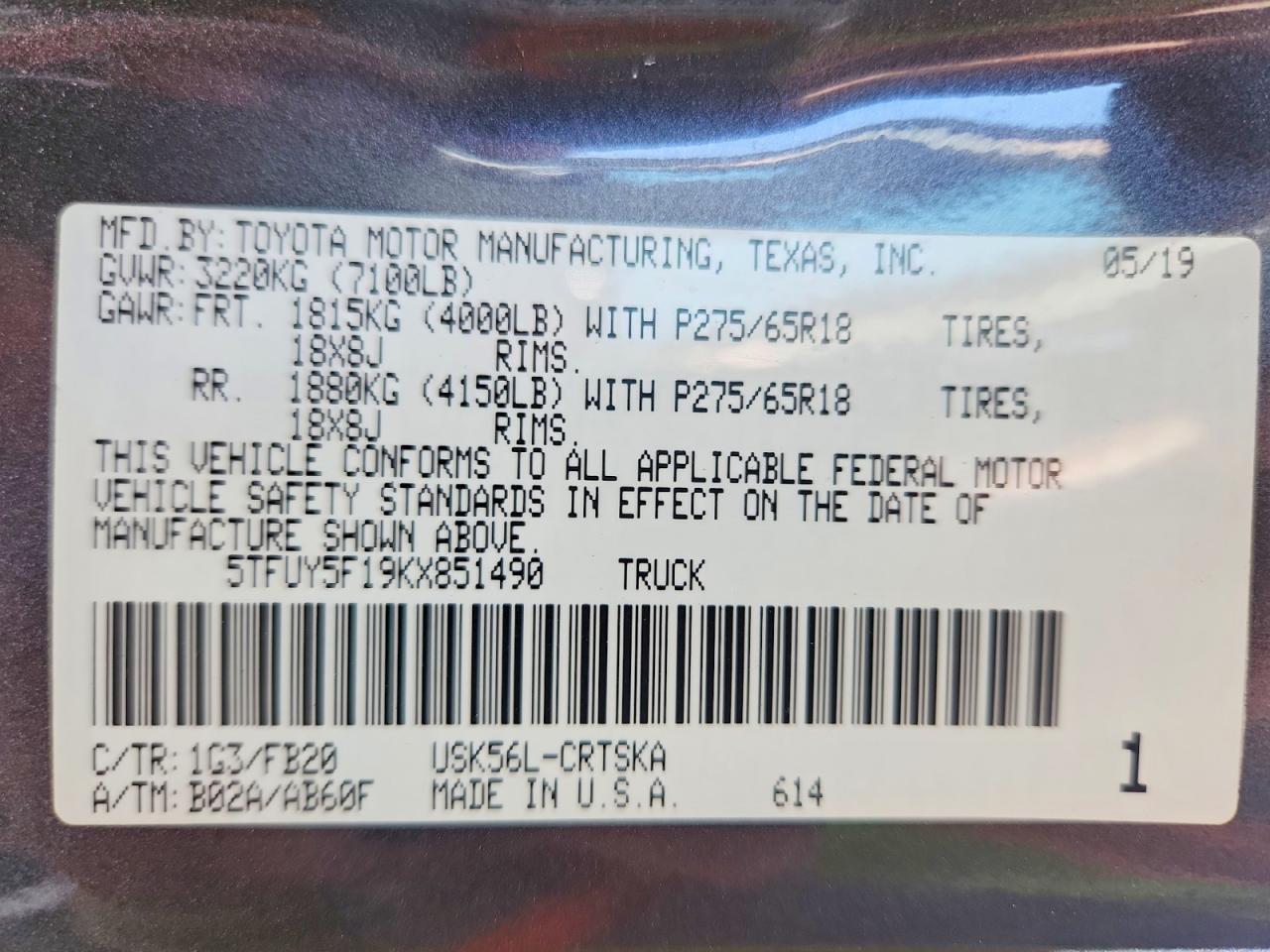 2019 TOYOTA TUNDRA
