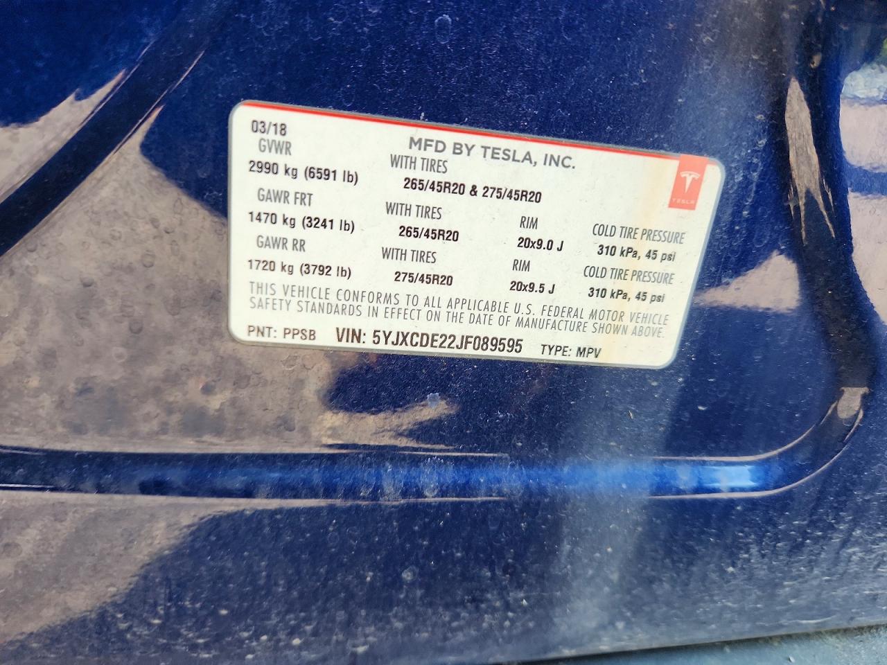 2018 TESLA MODEL X