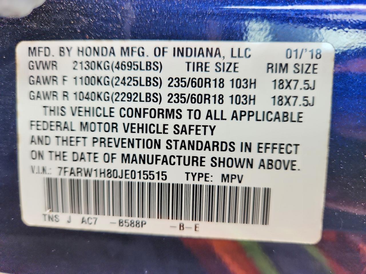 2018 HONDA CRV