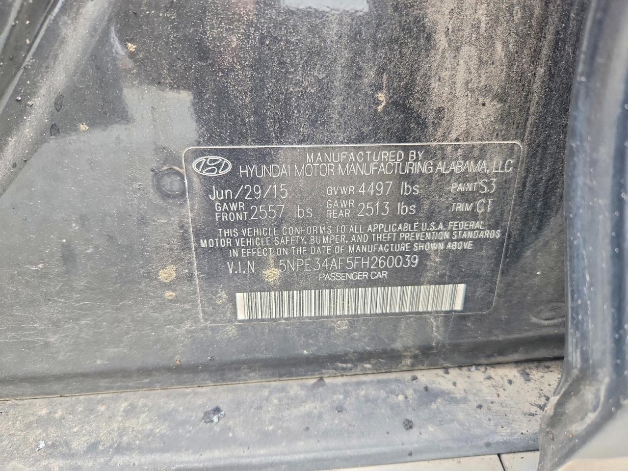 2015 HYUNDAI SONATA