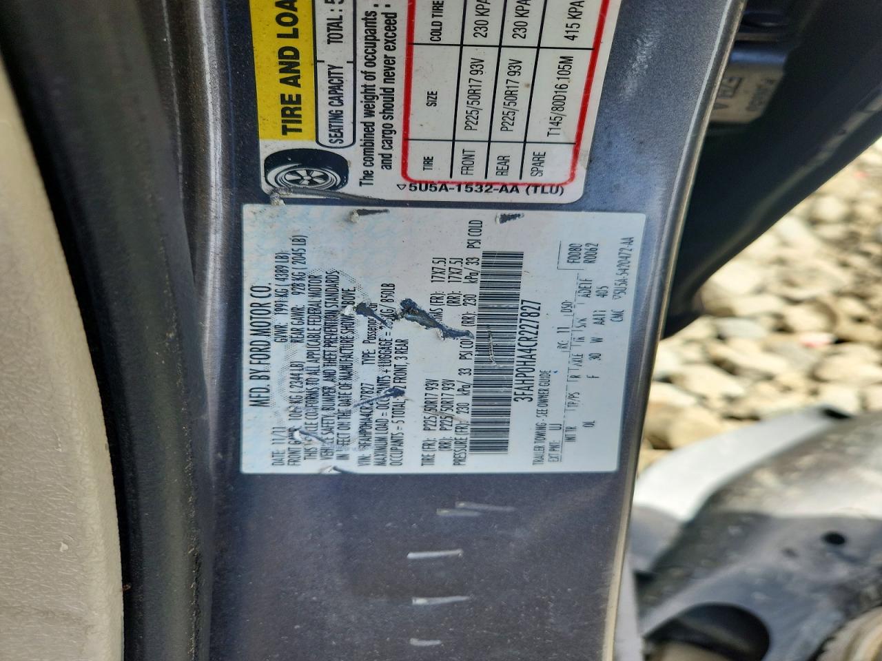 2012 FORD FUSION