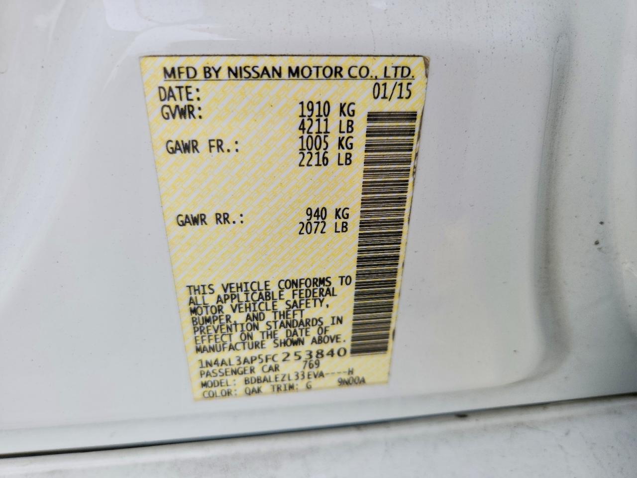 2015 NISSAN ALTIMA