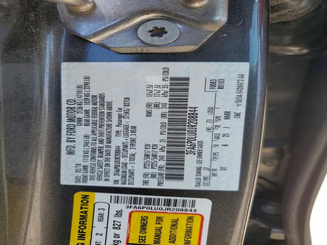 2018 FORD FUSION
