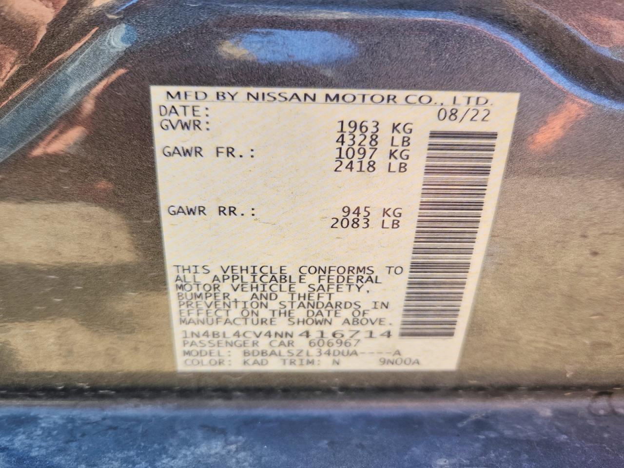 2022 NISSAN ALTIMA