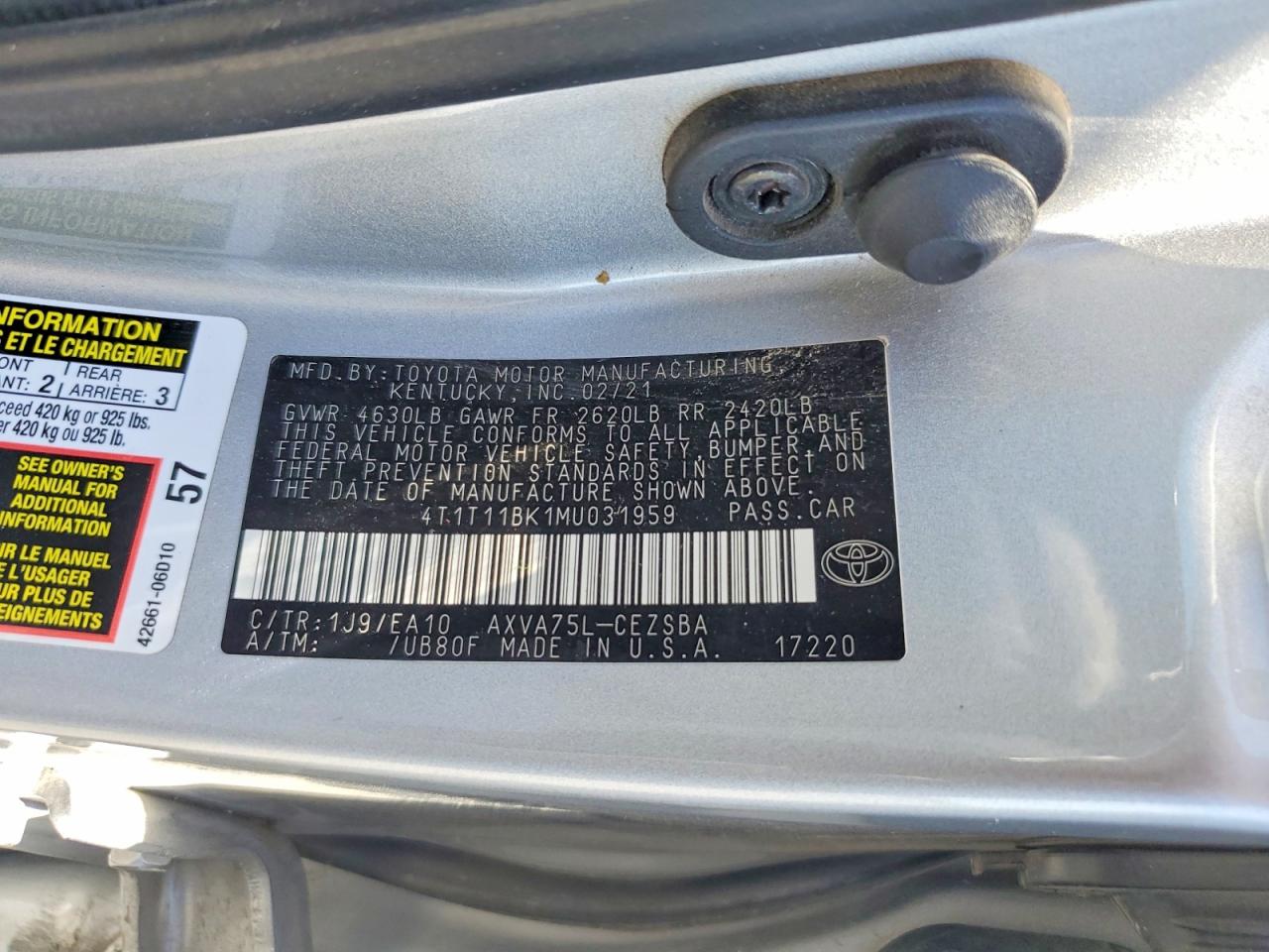 2021 TOYOTA CAMRY