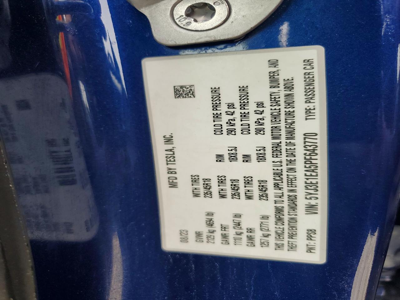 2023 TESLA MODEL 3