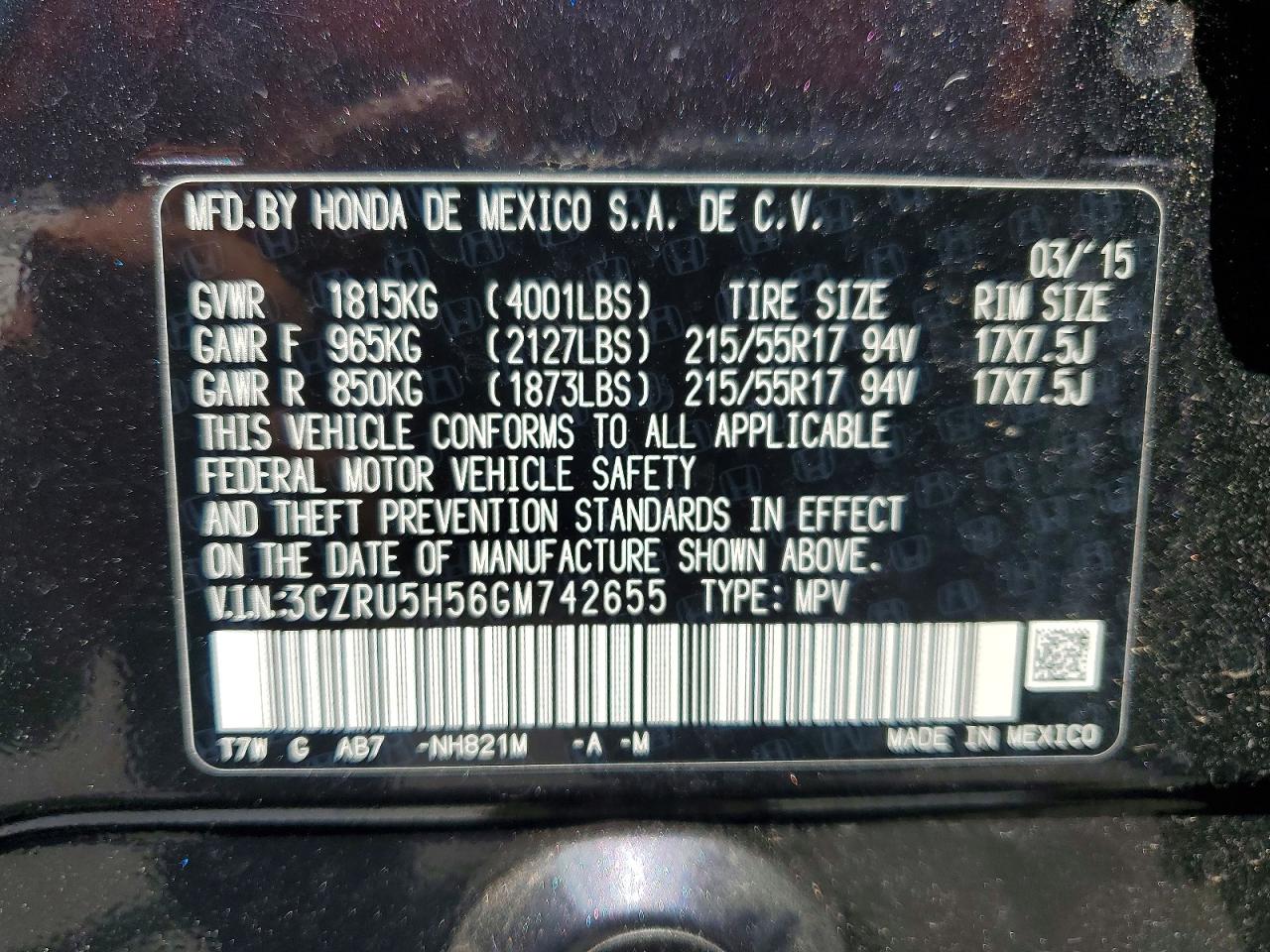 2016 HONDA HR-V