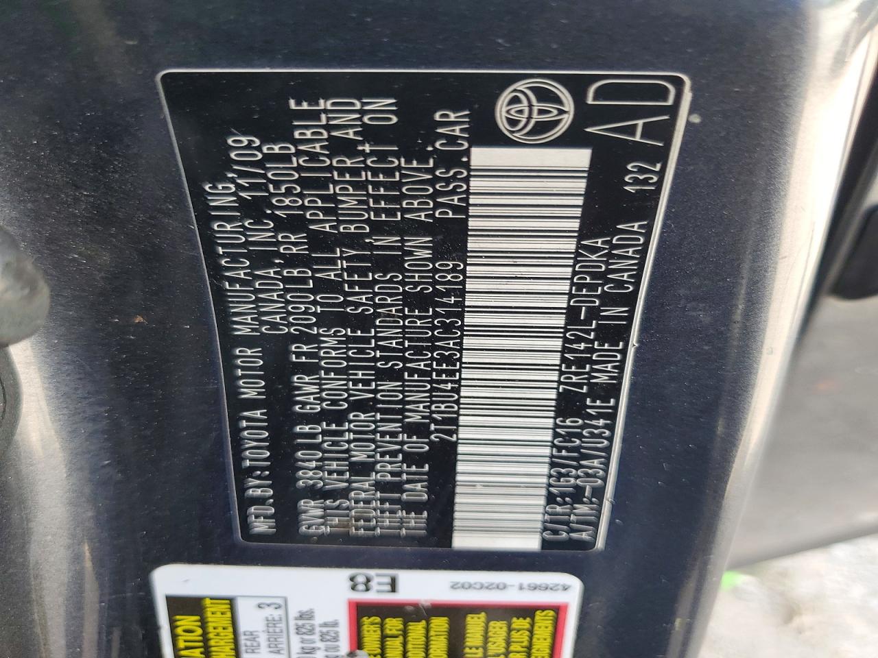 2010 TOYOTA COROLLA