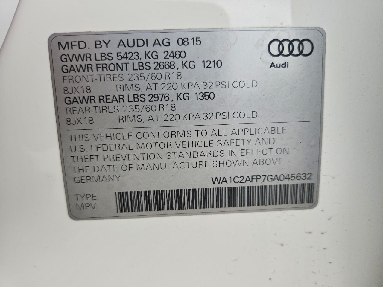 2016 AUDI Q5