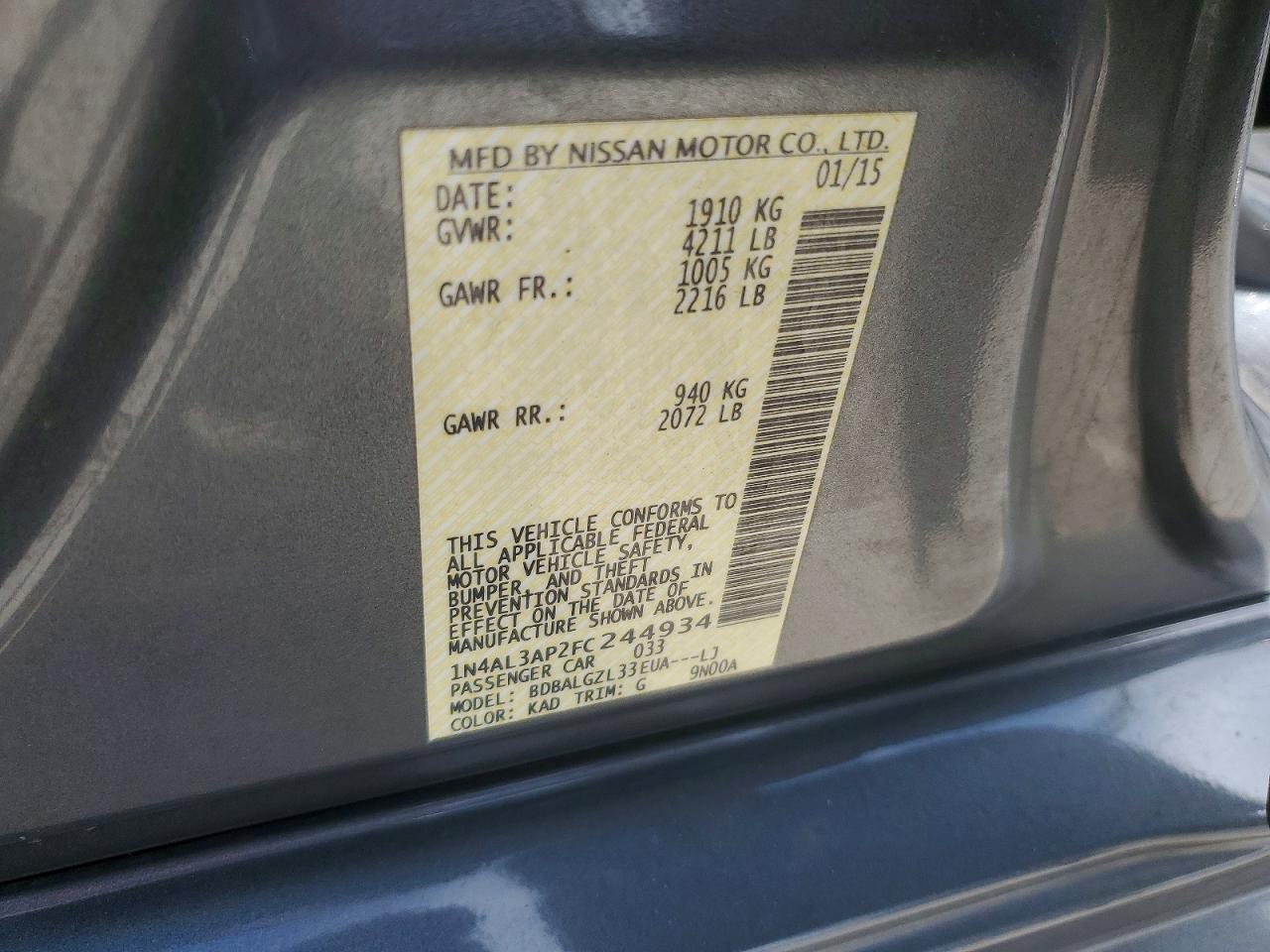2015 NISSAN ALTIMA