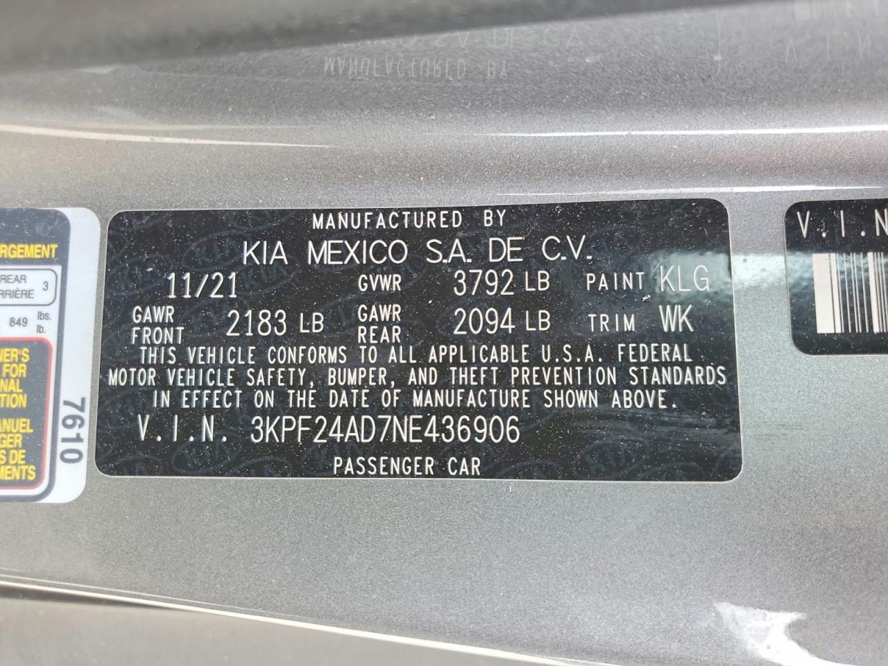 2022 KIA FORTE LXS