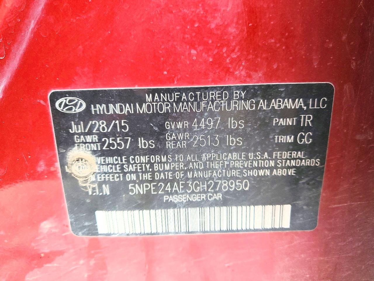 2016 HYUNDAI SONATA