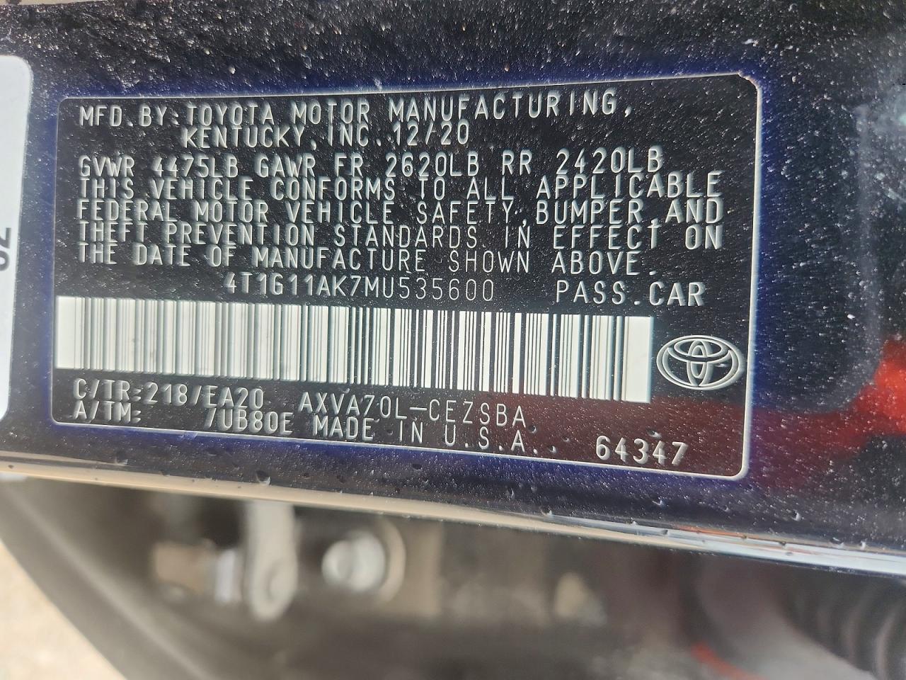 2021 TOYOTA CAMRY