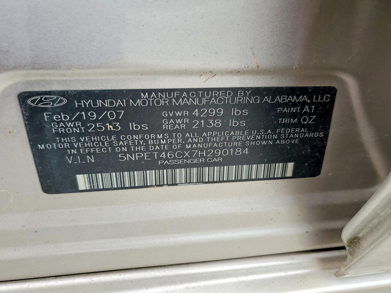 2007 HYUNDAI SONATA