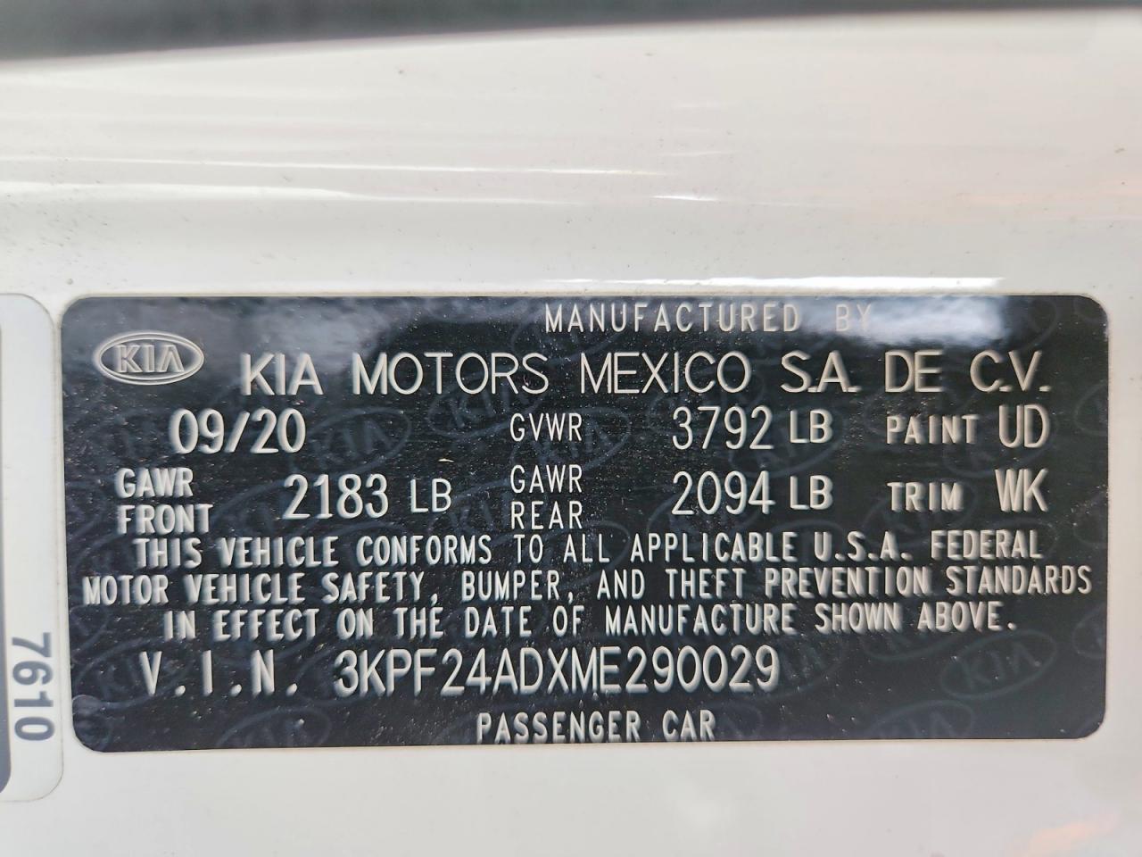 2021 KIA FORTE