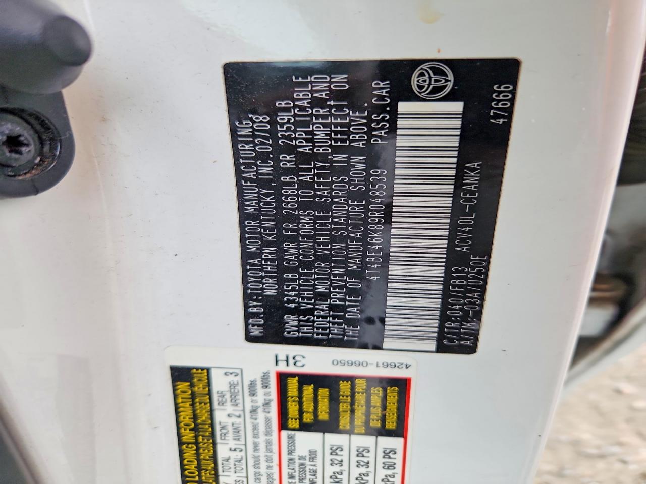 2009 TOYOTA CAMRY