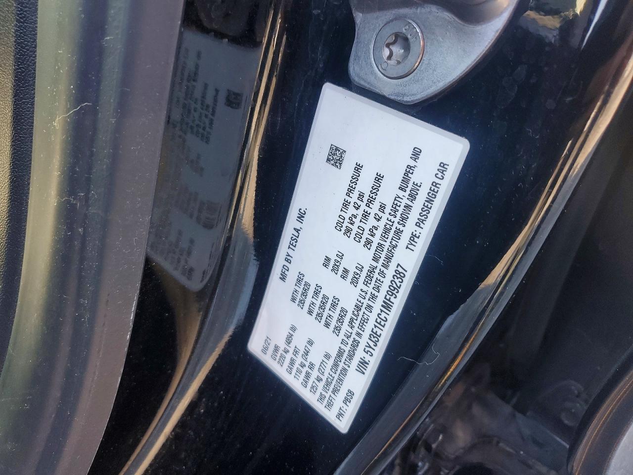 2021 TESLA MODEL 3