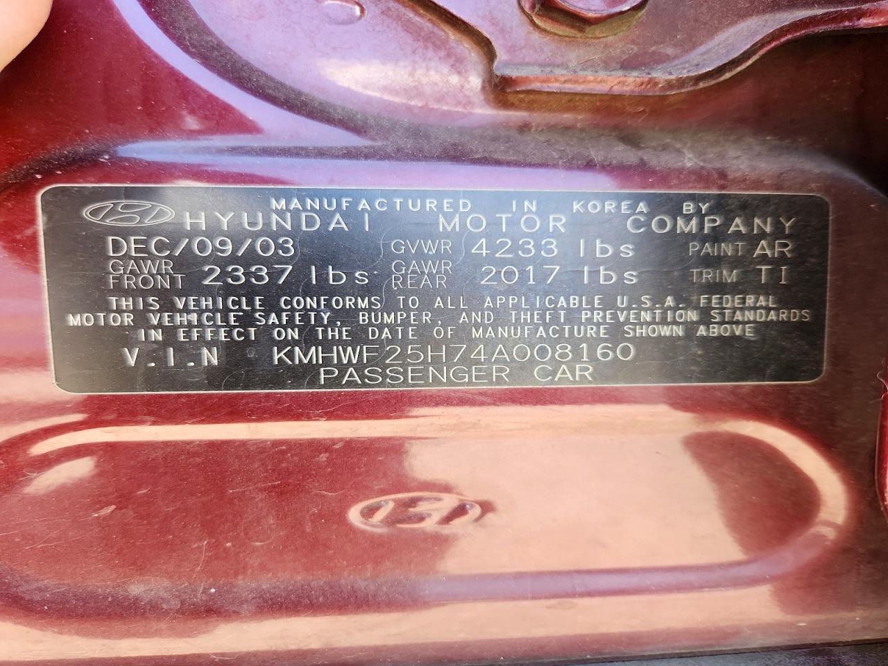 2004 HYUNDAI SONATA