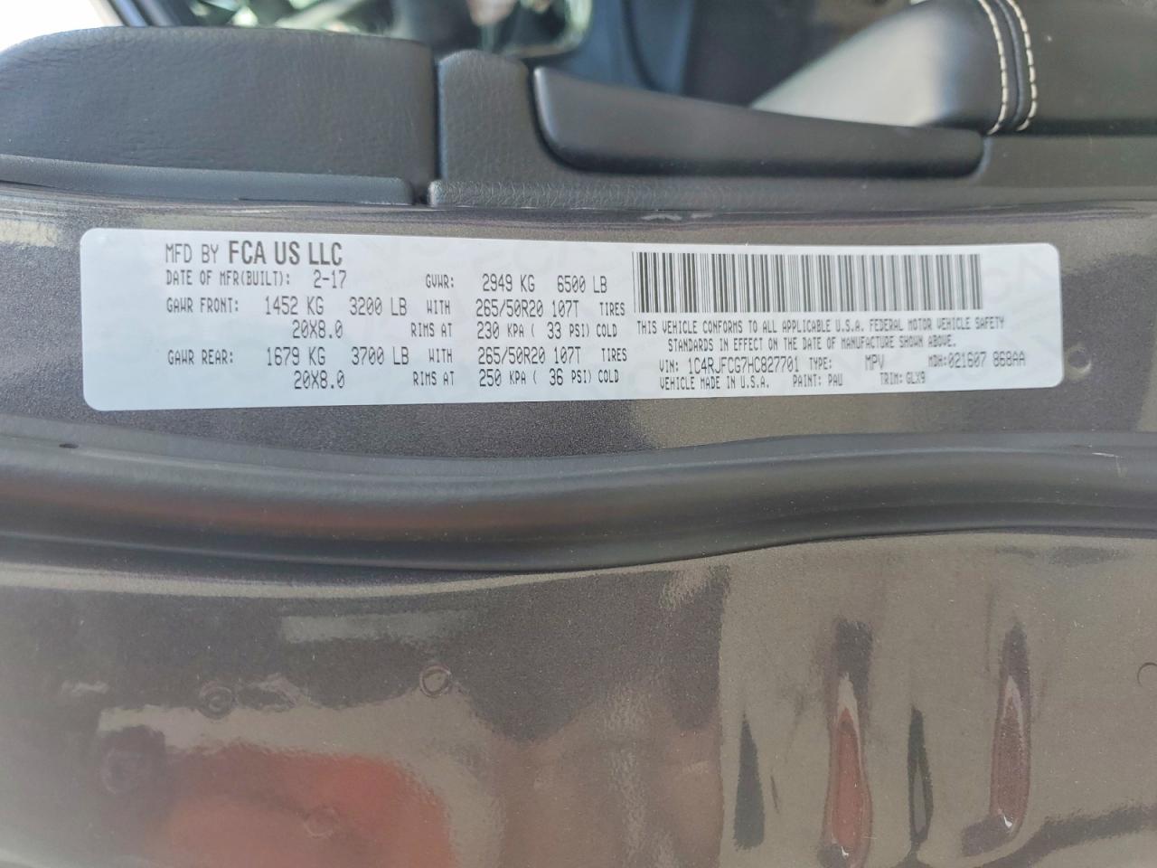 2017 JEEP GRAND CHER