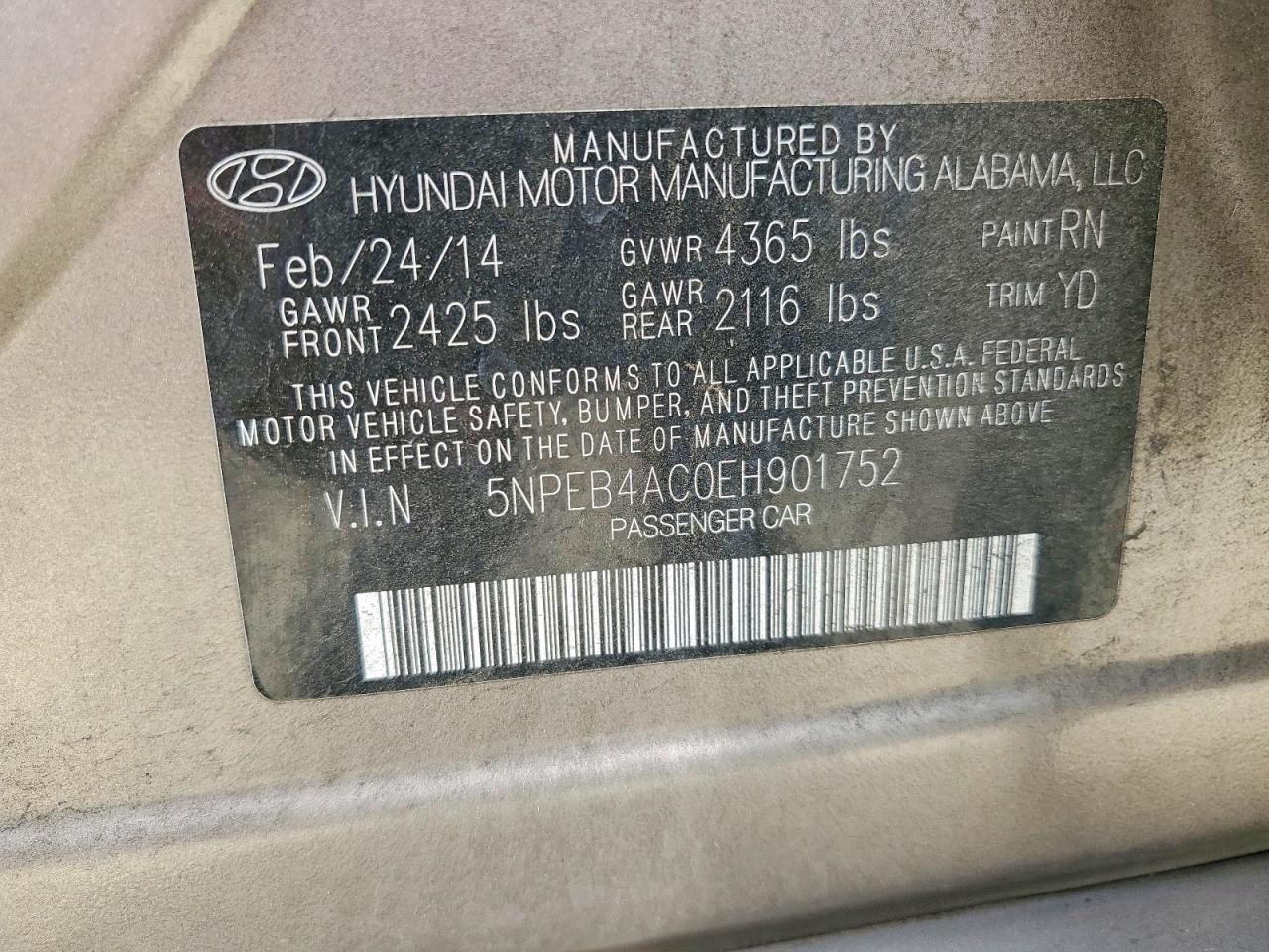 2014 HYUNDAI SONATA