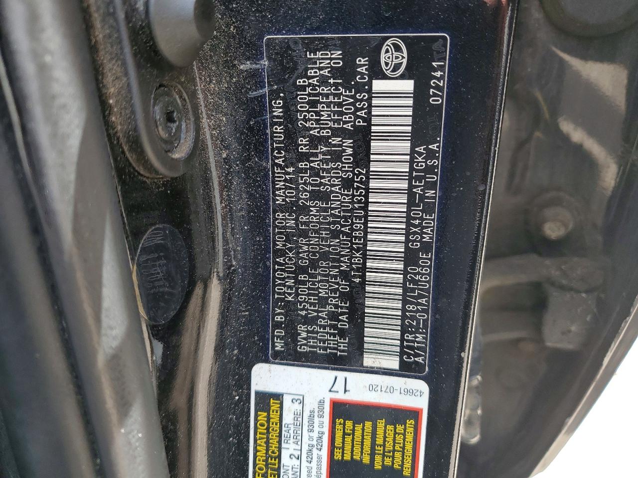 2014 TOYOTA AVALON