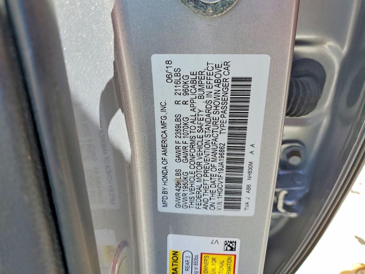 2018 HONDA ACCORD