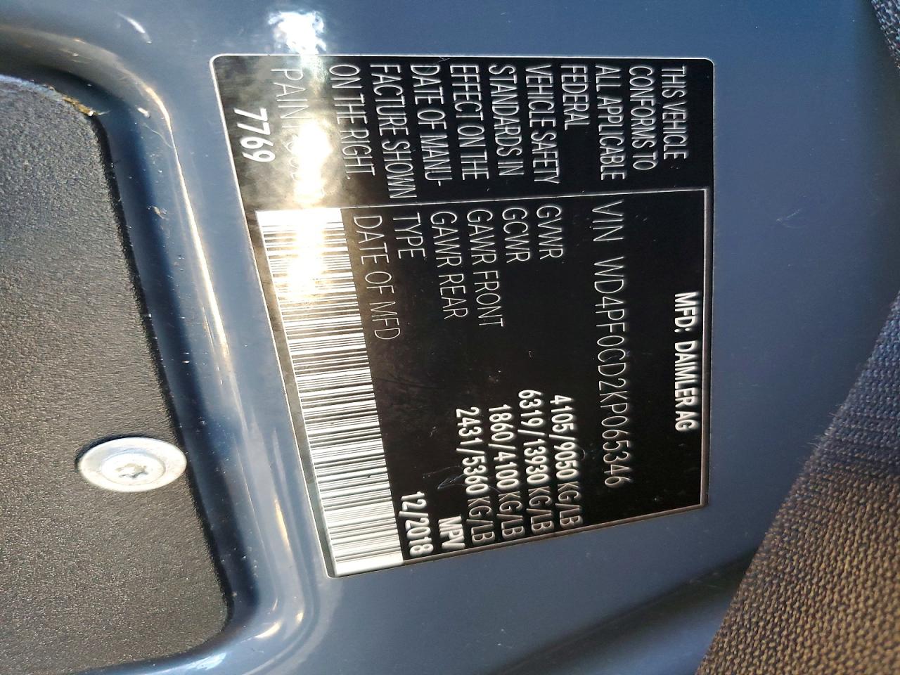2019 MERCEDES BENZ SPRINTER