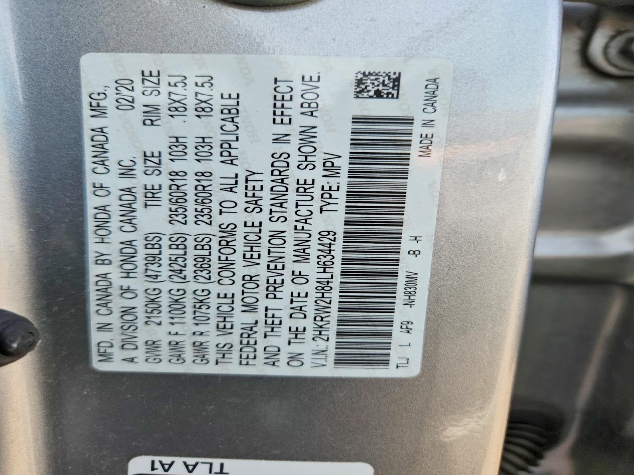2020 HONDA CRV