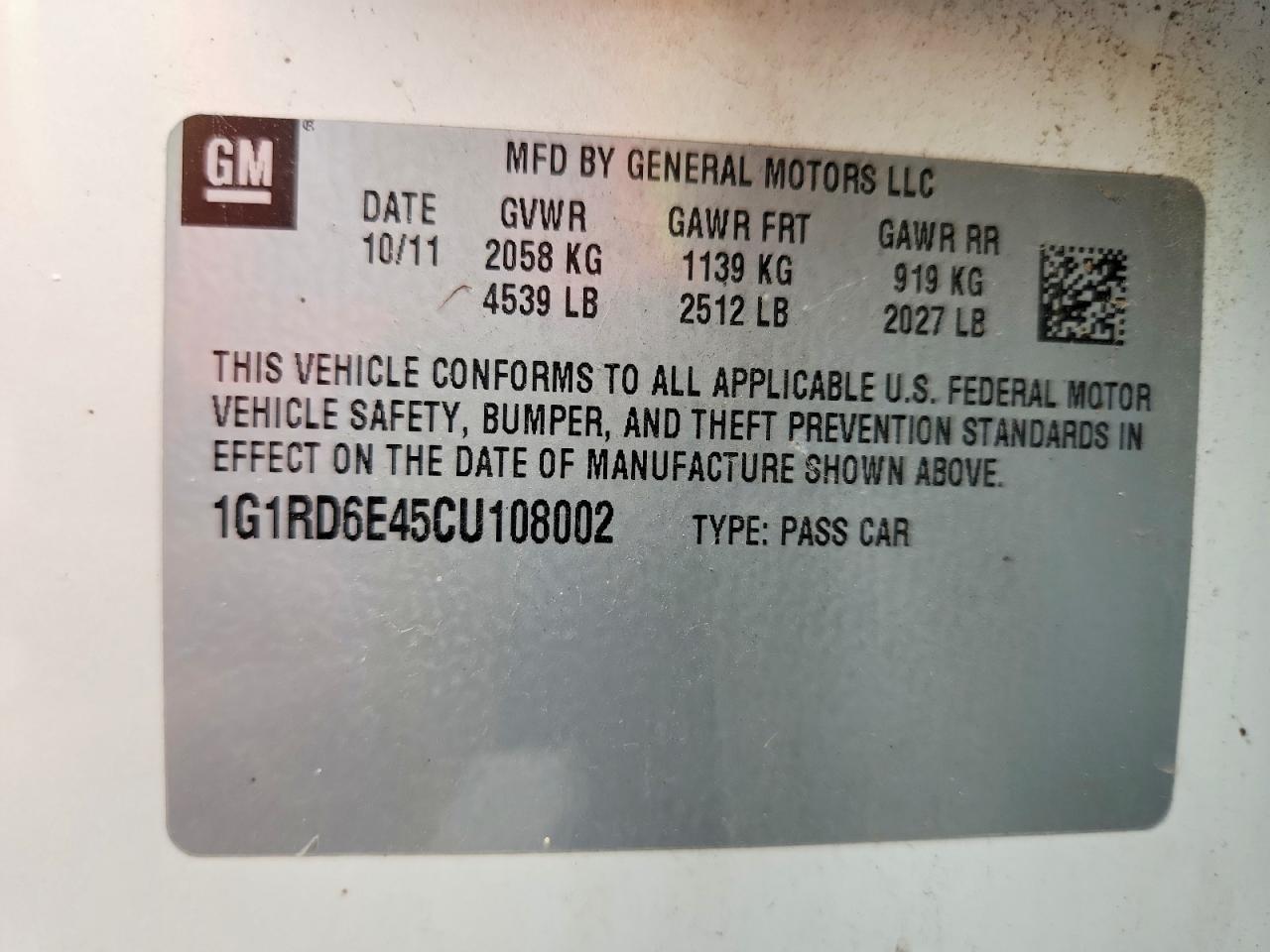 2012 CHEVROLET VOLT