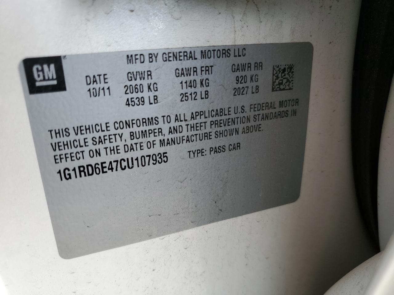 2012 CHEVROLET VOLT