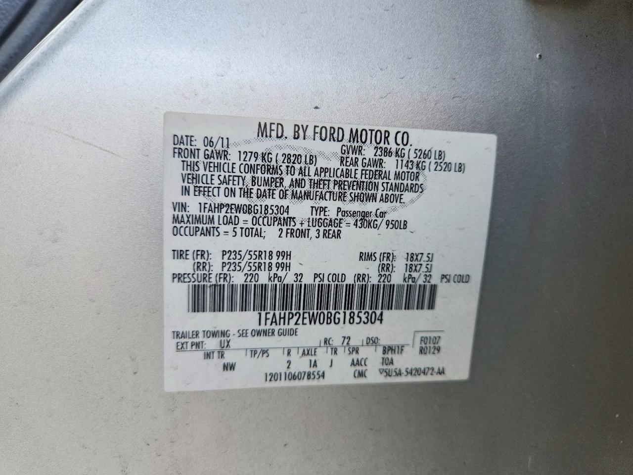 2011 FORD TAURUS