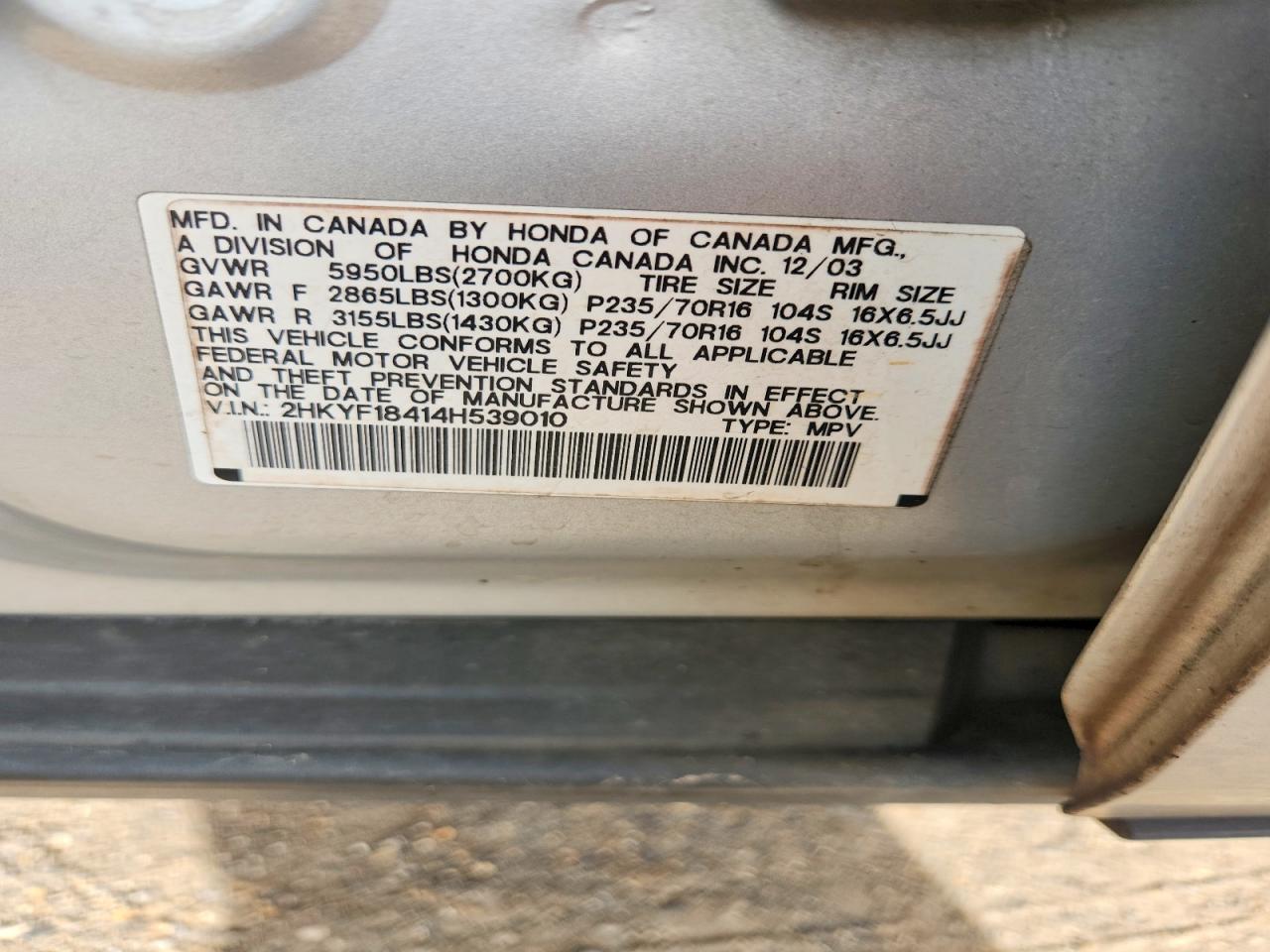 2004 HONDA PILOT