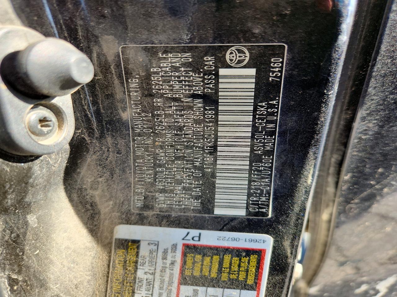 2012 TOYOTA CAMRY