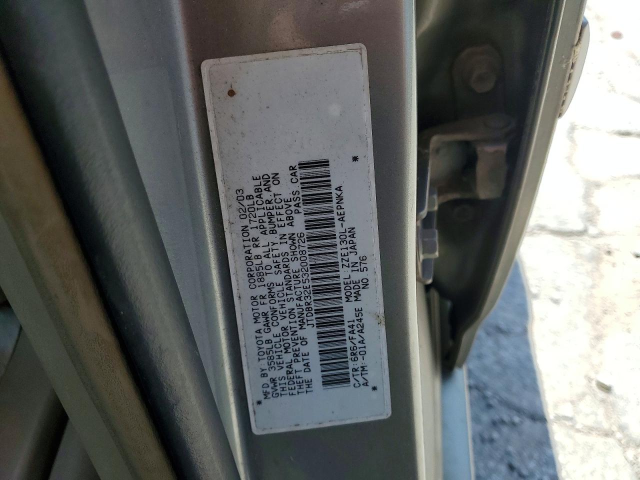 2003 TOYOTA COROLLA