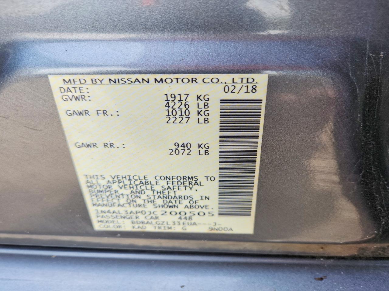 2018 NISSAN ALTIMA