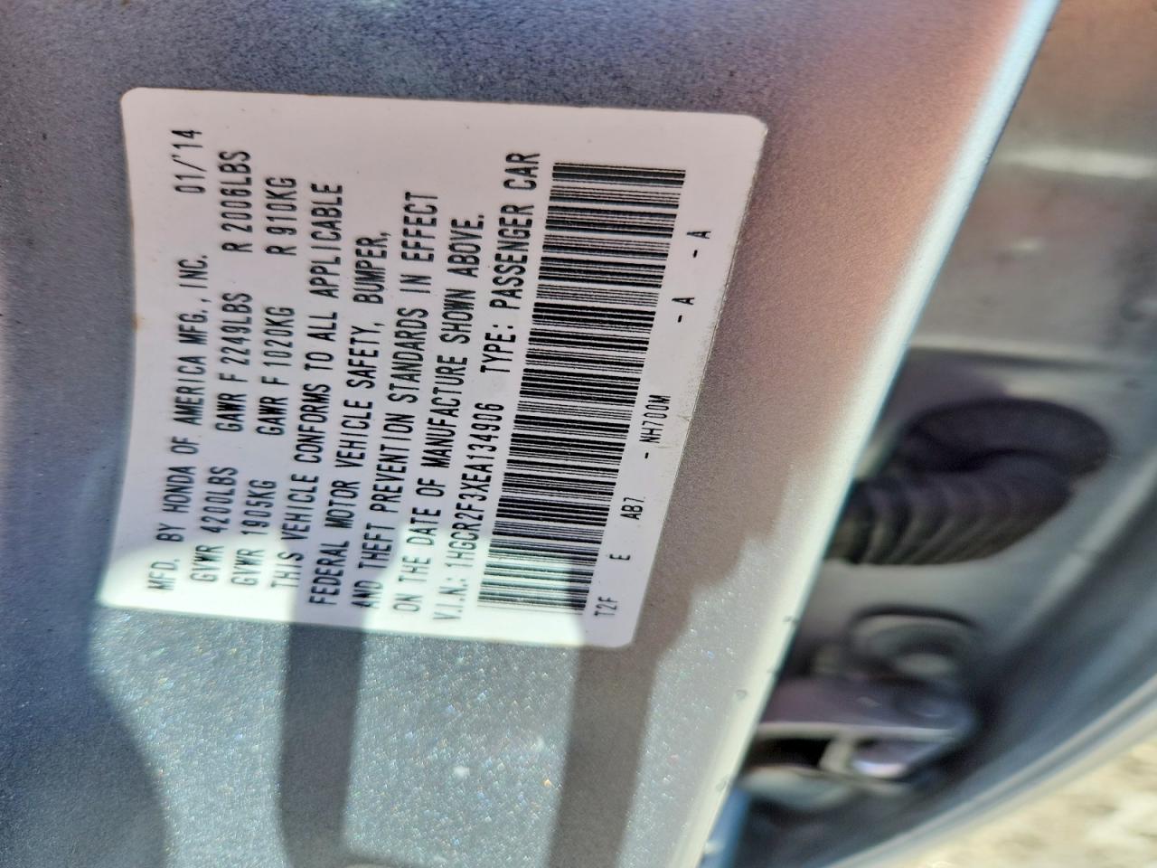 2014 HONDA ACCORD